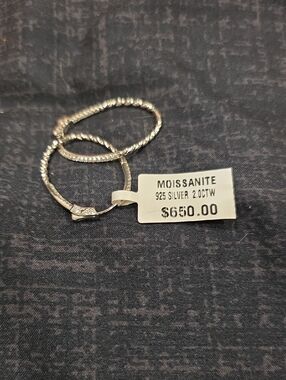 Moissanite 925 Silver Hoop Earrings - Sparkling Clear